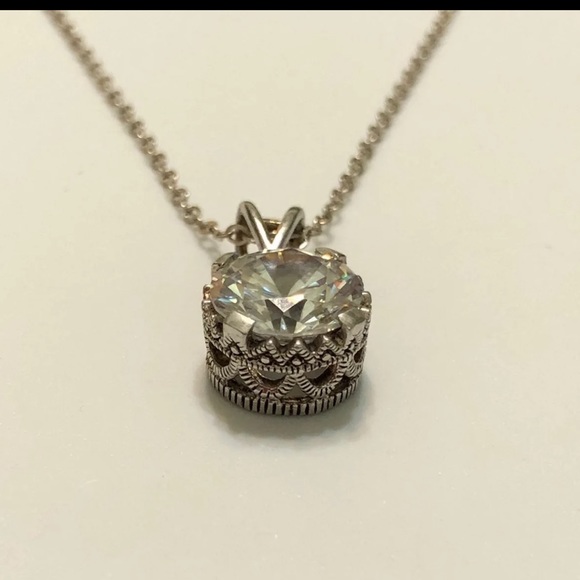 Victorian Sterling Silver Cubic Zirconia Pendant - Picture 8 of 11